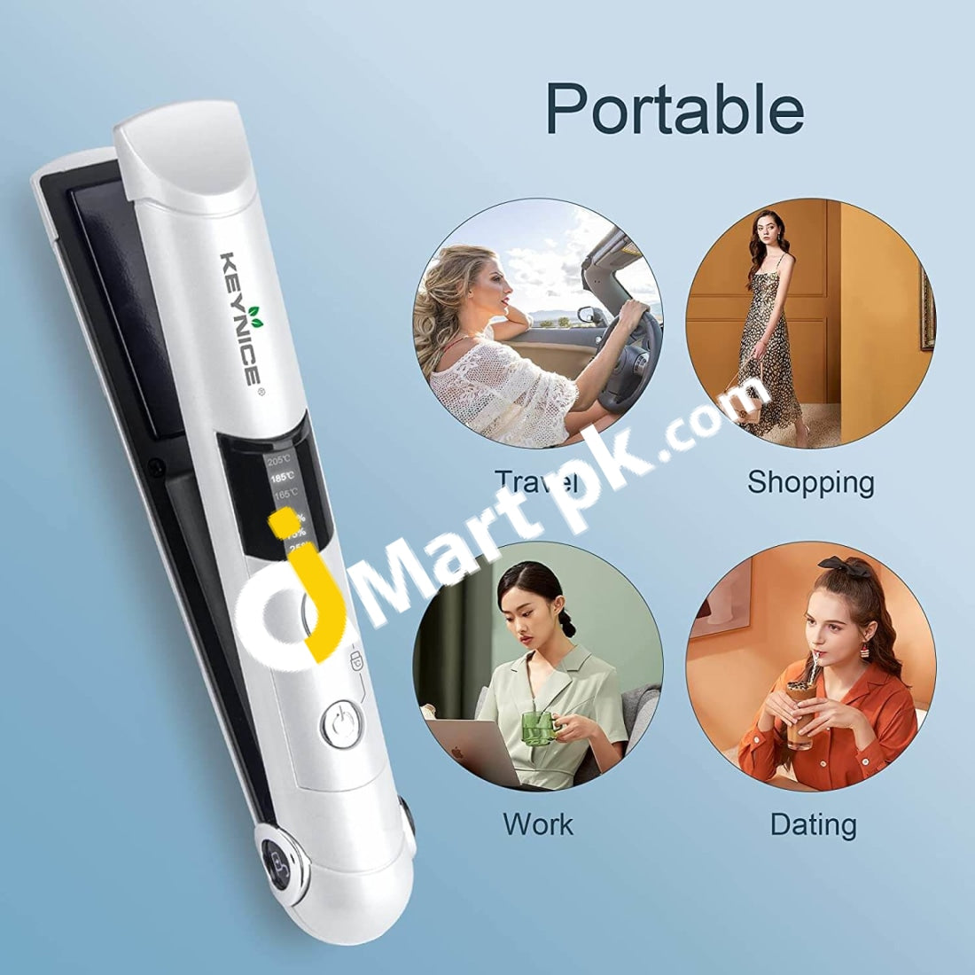 Keynice 2600Mah Cordless Rechargeable Hair Straightener With 3 Adjustable Temperature - Imported