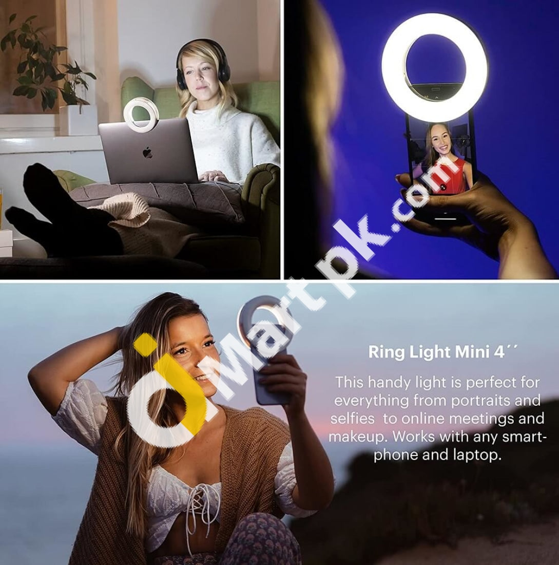 Kodak Ring Light Mini 4 Portable Usb C Rechargeable Clip On Dimmable Selfie With 3 Modes For Video