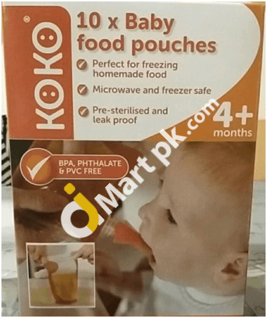 Koko Baby Food Pouches Bfa Free Pre Sterilized 4 + Months (8 Pouches) - Imported From Uk