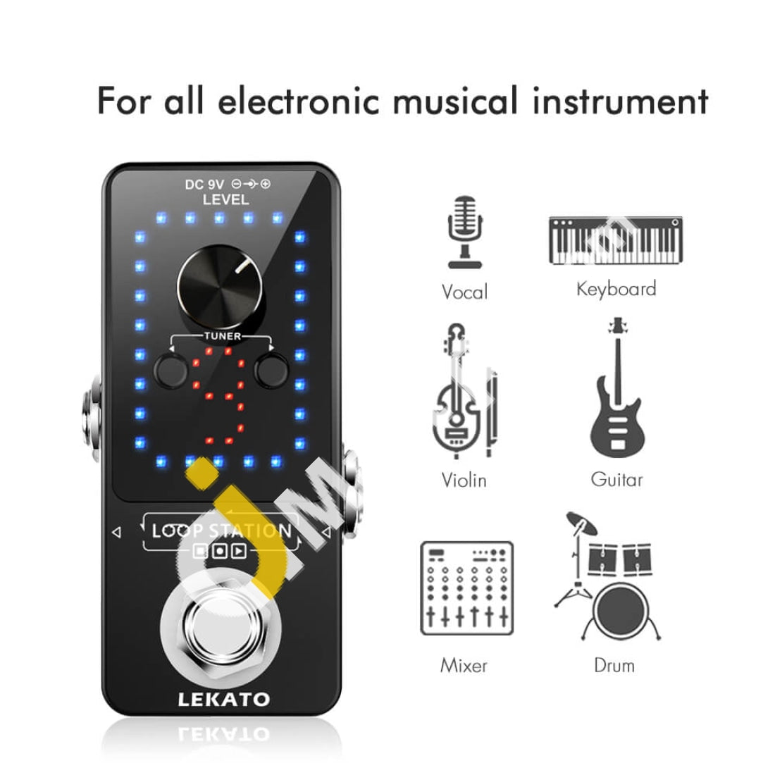 Lekato Guitar Looper Pro 9 Loops 40 Minutes Recording Time Loop Station With Tuner Unlimited Overdub