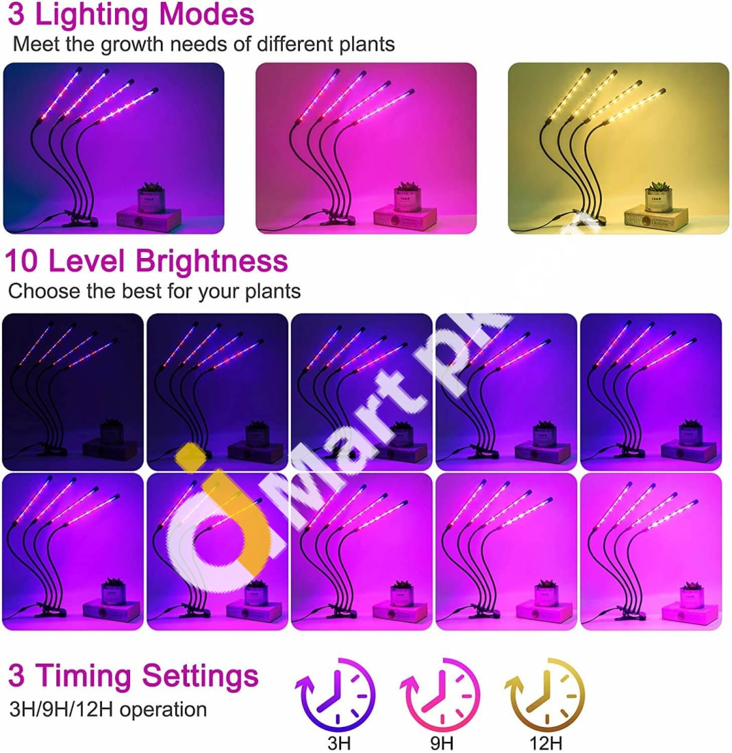 Leoter Grow Light For Indoor Plants Upgraded Version 80 Leds Lamp With Full Spectrum Timer 10