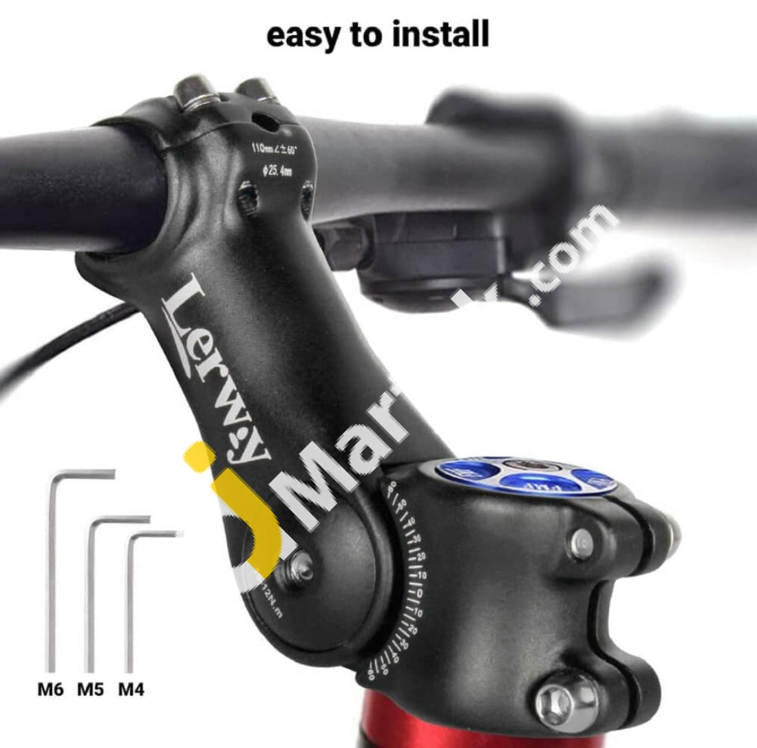 Lerway Bike Handlebar Stem 31.8Mm/25.4Mm Adjustable Angle Bicycle Mtb Fork 1 1/8 With Hex Key -