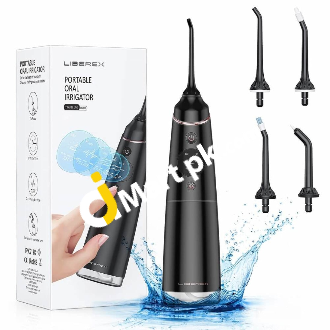 Liberex 300Ml Oral Irrigator Professional Rechargeable Dental With Oled Display 4 Modes Ipx7
