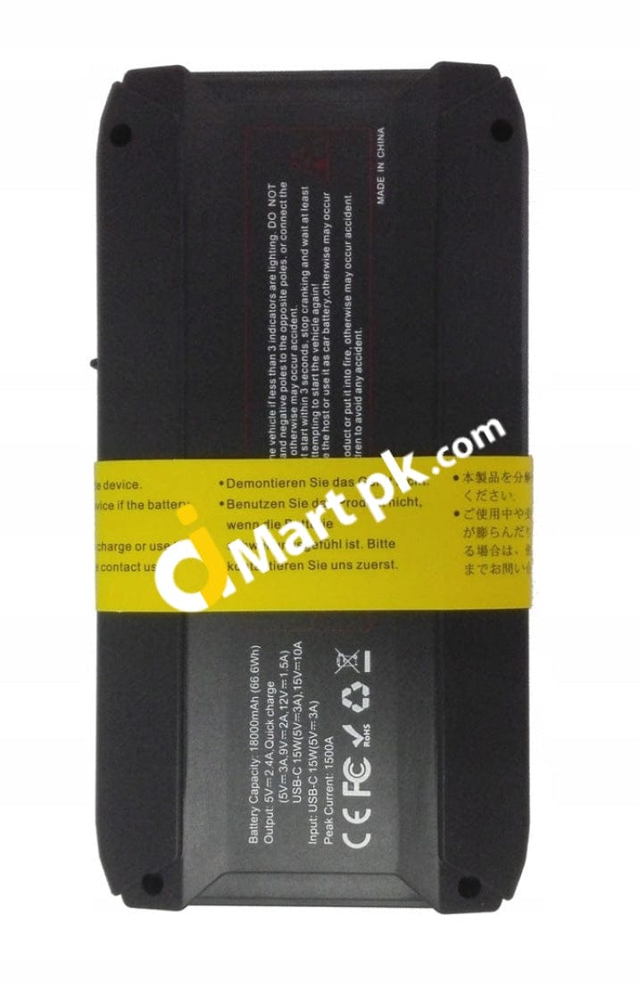 Meterk Car Jump Starter 18000Mah 1500A 12V Auto Battery Jumper Booster With Led Flashlight 3 Modes
