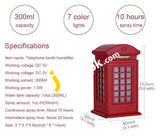 Cool Mist 300Ml Humidifier Mini Telephone Booth Design With 7 Color Gradual Change Night Lights -