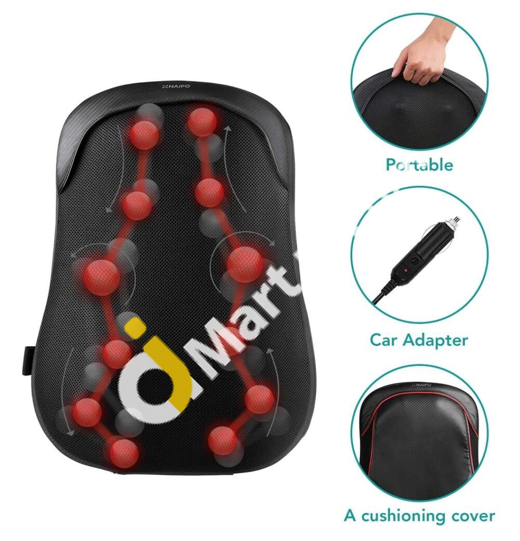 Naipo Back Massager Shiatsu Massage Chair Cushion With S-Track For Upper Lower Lumbar & Waist -