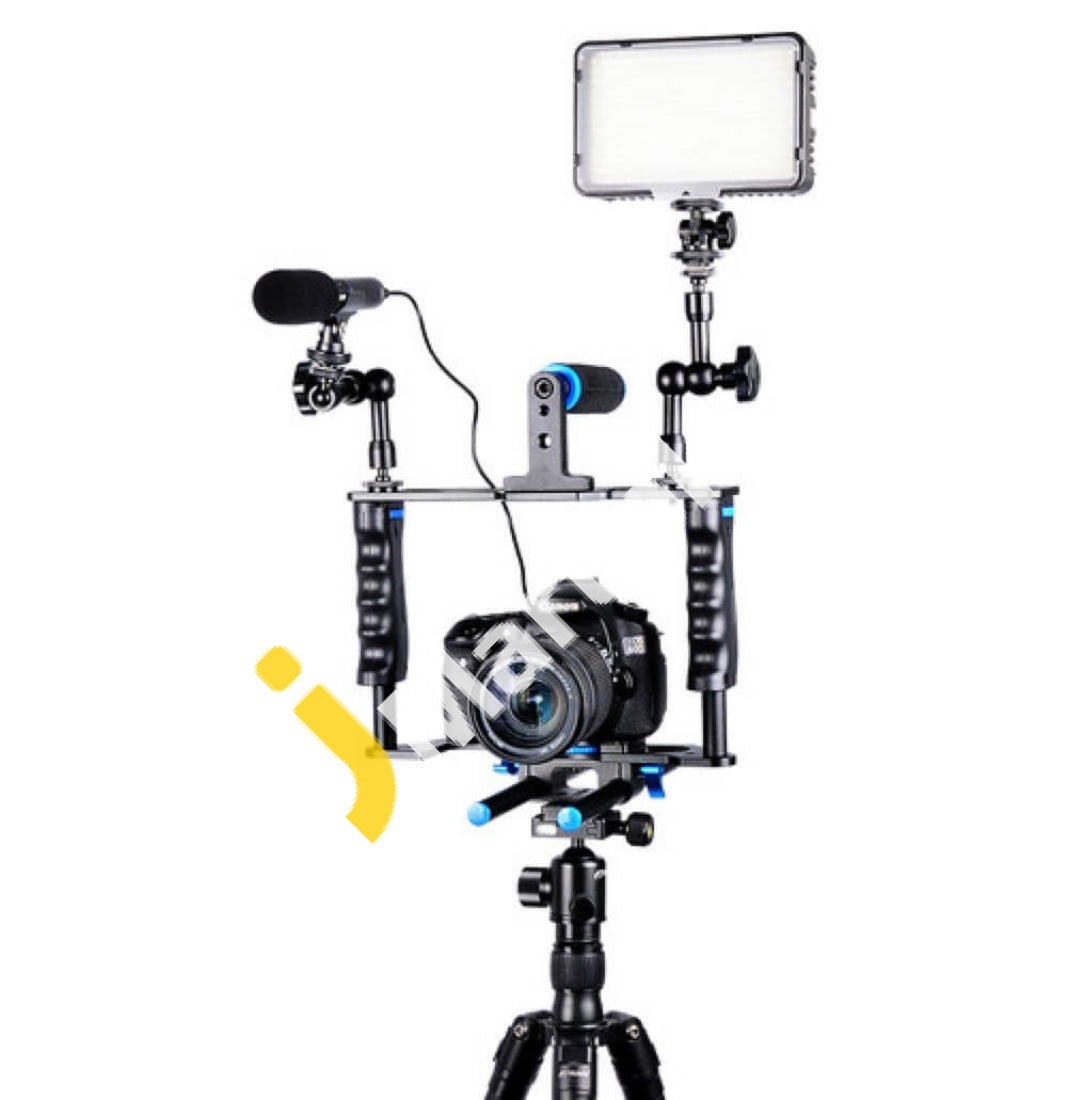Neewer Dslr Cage C2 Video Film Kit Top Handle Dual Hand Grip Two 15Mm Rods Compatible With Canon