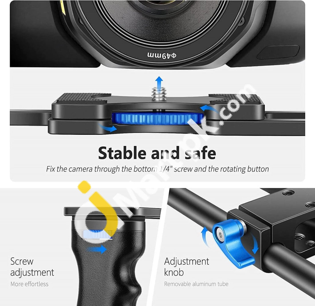 Neewer Dslr Cage C2 Video Film Kit Top Handle Dual Hand Grip Two 15Mm Rods Compatible With Canon