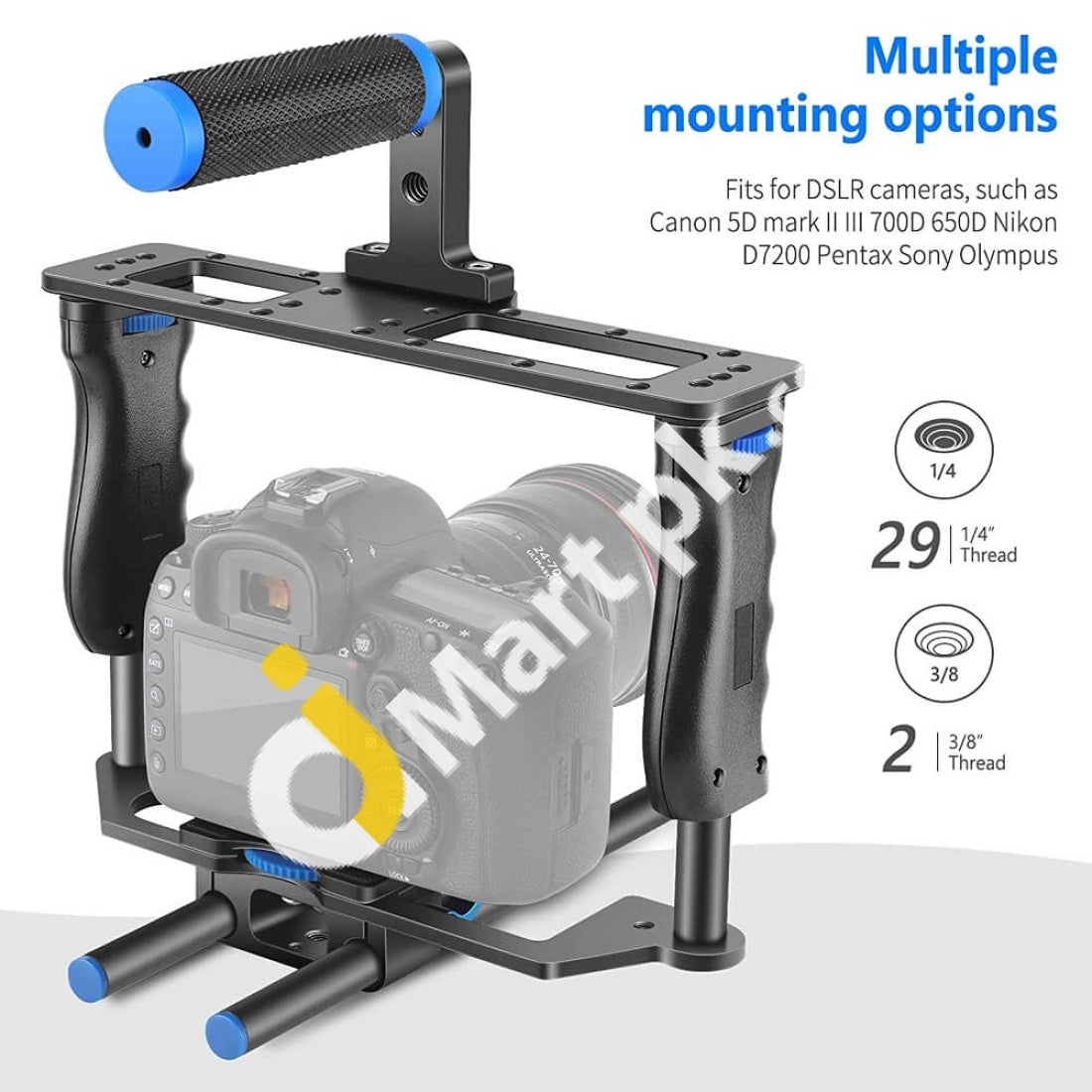 Neewer Dslr Cage C2 Video Film Kit Top Handle Dual Hand Grip Two 15Mm Rods Compatible With Canon