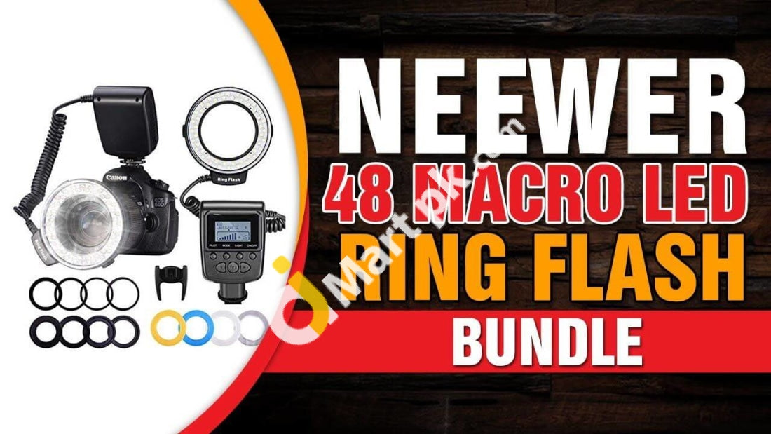 Neewer® 48 Macro Led Ring Flash Bundle With Lcd Display Power Control Adapter Rings & Diffusers For