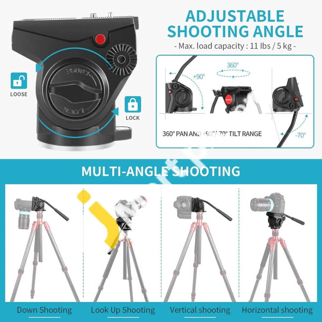 Neewer Metal Video Camera Tripod Fluid Head For Dslr Cameras Up To 5Kg - Imported From Uk