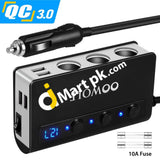 OOWOLF Car Cigarette Lighter Adapter (7-IN-1), Quick Charge 3.0 180W 12V/24V with 3-Socket Power Splitter & 4 USB Ports - Imported from UK