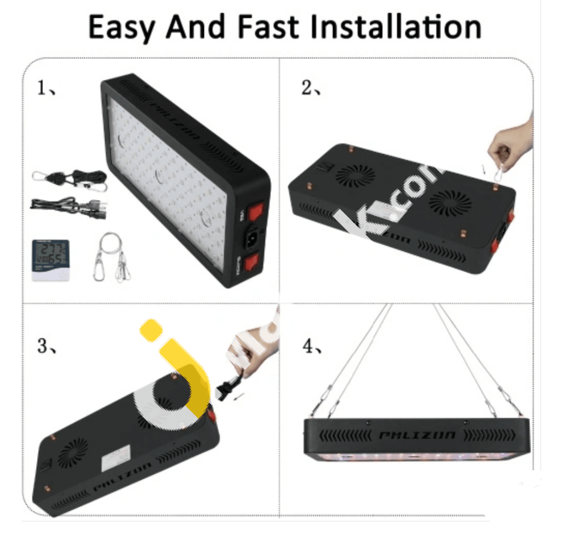 Phlizon 600W Led Grow Light Full Spectrum Double Switch For Indoor Plants Vegetables And Flowers -