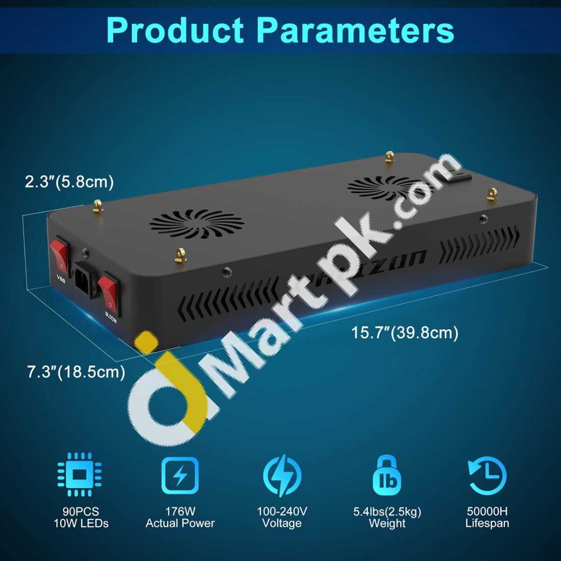 Phlizon 600W Led Grow Light Full Spectrum Double Switch For Indoor Plants Vegetables And Flowers -