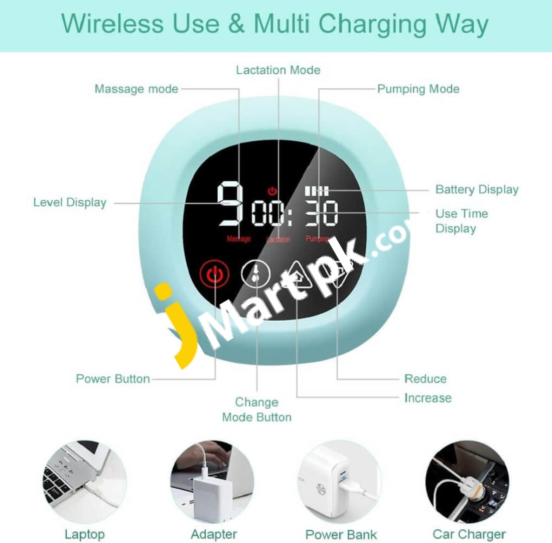 Piaek Double Electric Breast Pump Portable Milk With Touch Screen Rechargeable Battery 3 Modes 9