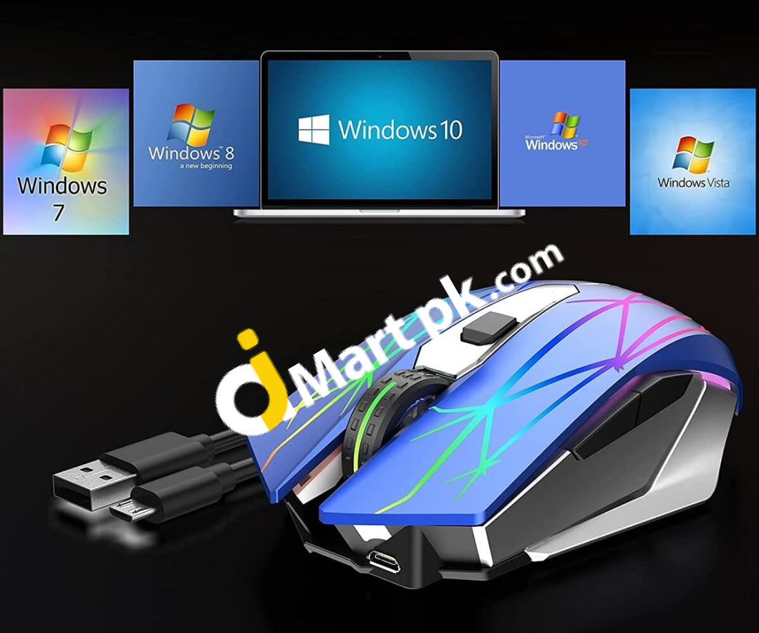 Riikuntek Wireless 2.4Ghz Gaming Mouse Portable Ergonomic Rgb Optical Rechargeable With 3 Adjustable