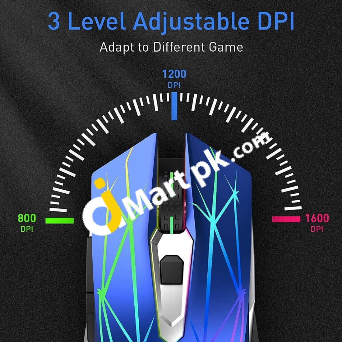 Riikuntek Wireless 2.4Ghz Gaming Mouse Portable Ergonomic Rgb Optical Rechargeable With 3 Adjustable