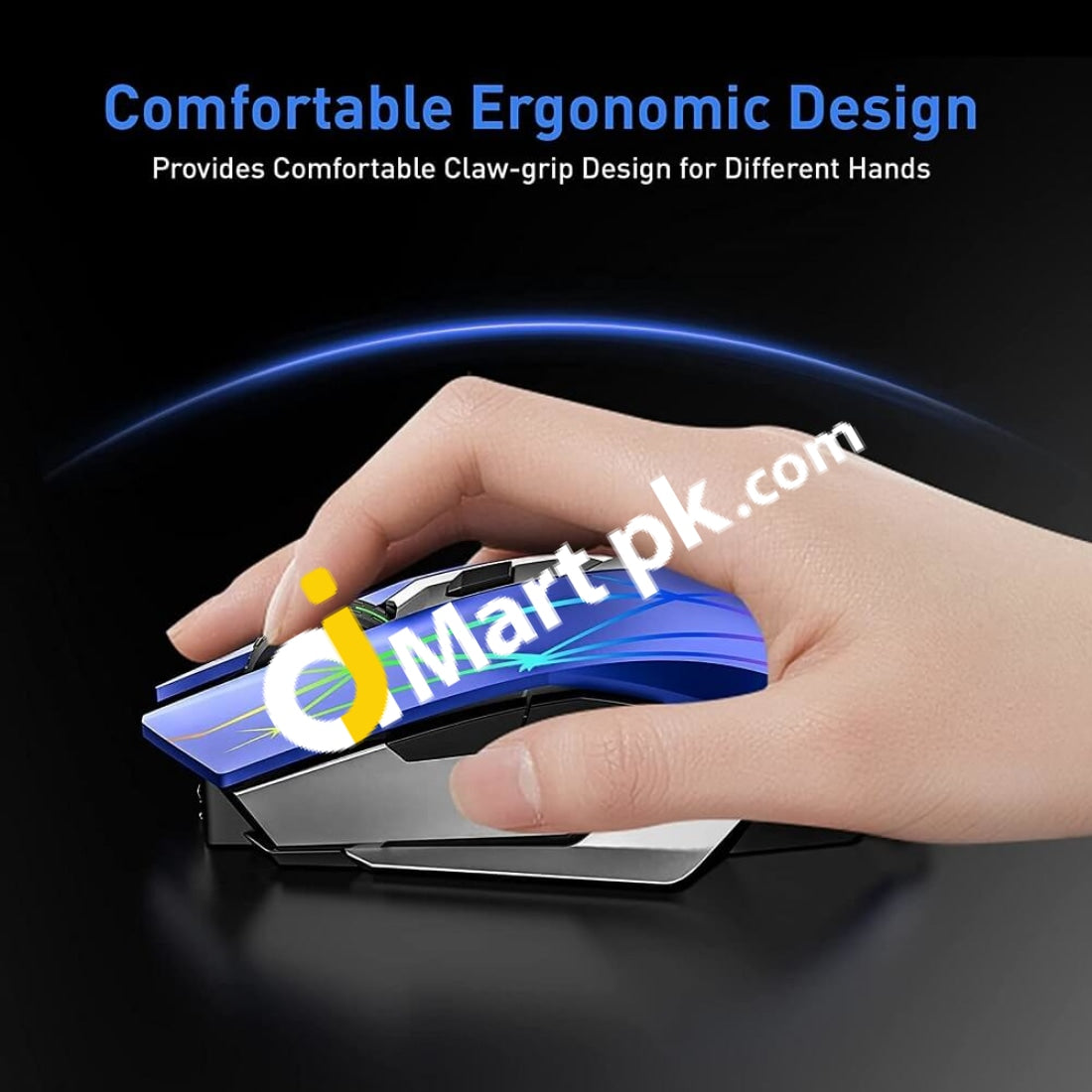 Riikuntek Wireless 2.4Ghz Gaming Mouse Portable Ergonomic Rgb Optical Rechargeable With 3 Adjustable