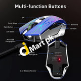 Riikuntek Wireless 2.4Ghz Gaming Mouse Portable Ergonomic Rgb Optical Rechargeable With 3 Adjustable