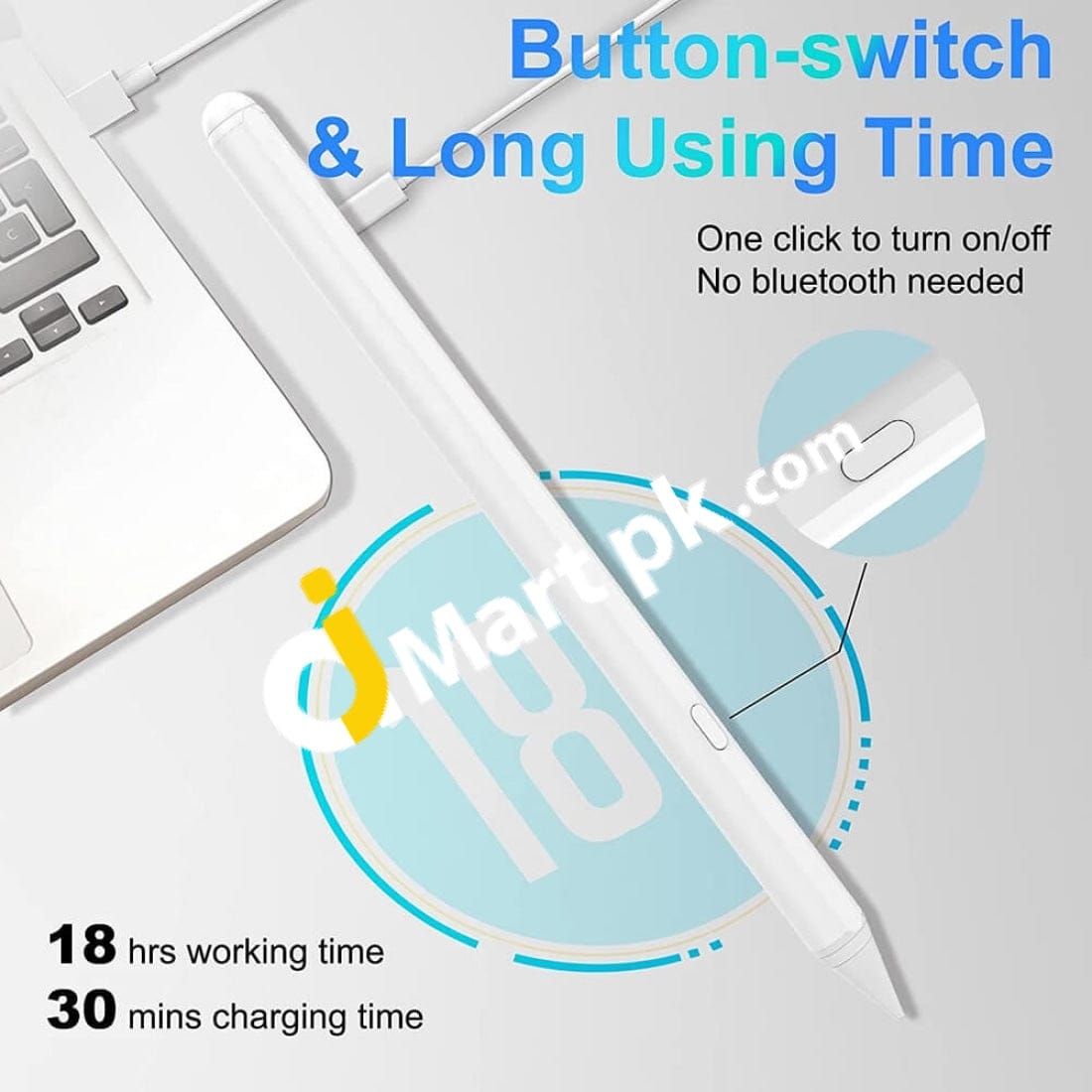 Sanfant Stylus Pen For Ipad With Button Switch & Palm Rejection - Imported From Uk