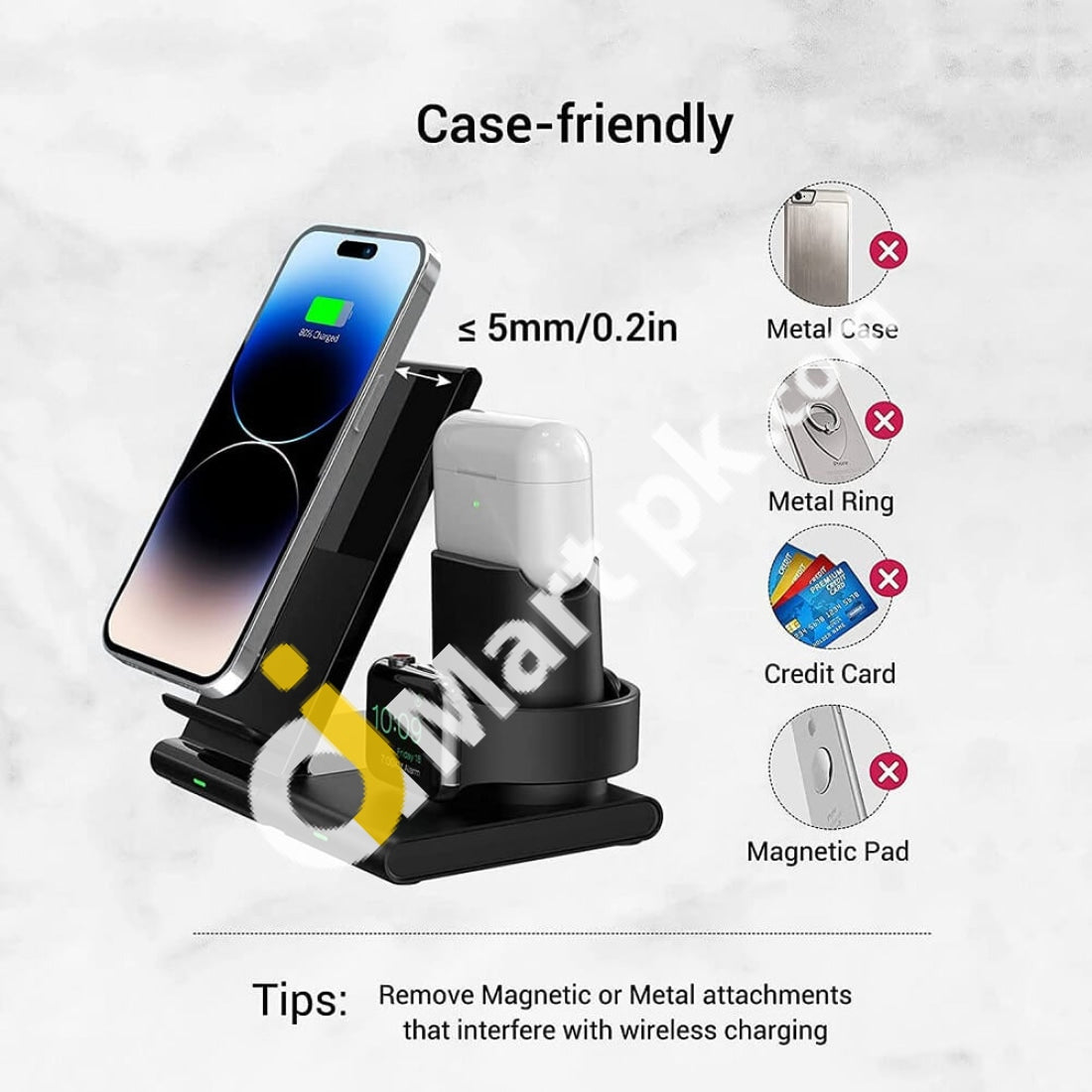 Seneo Wireless Charger 3-In-1 Fast Charging Station Dock For Iphone Apple Watch Airpods Pro/2