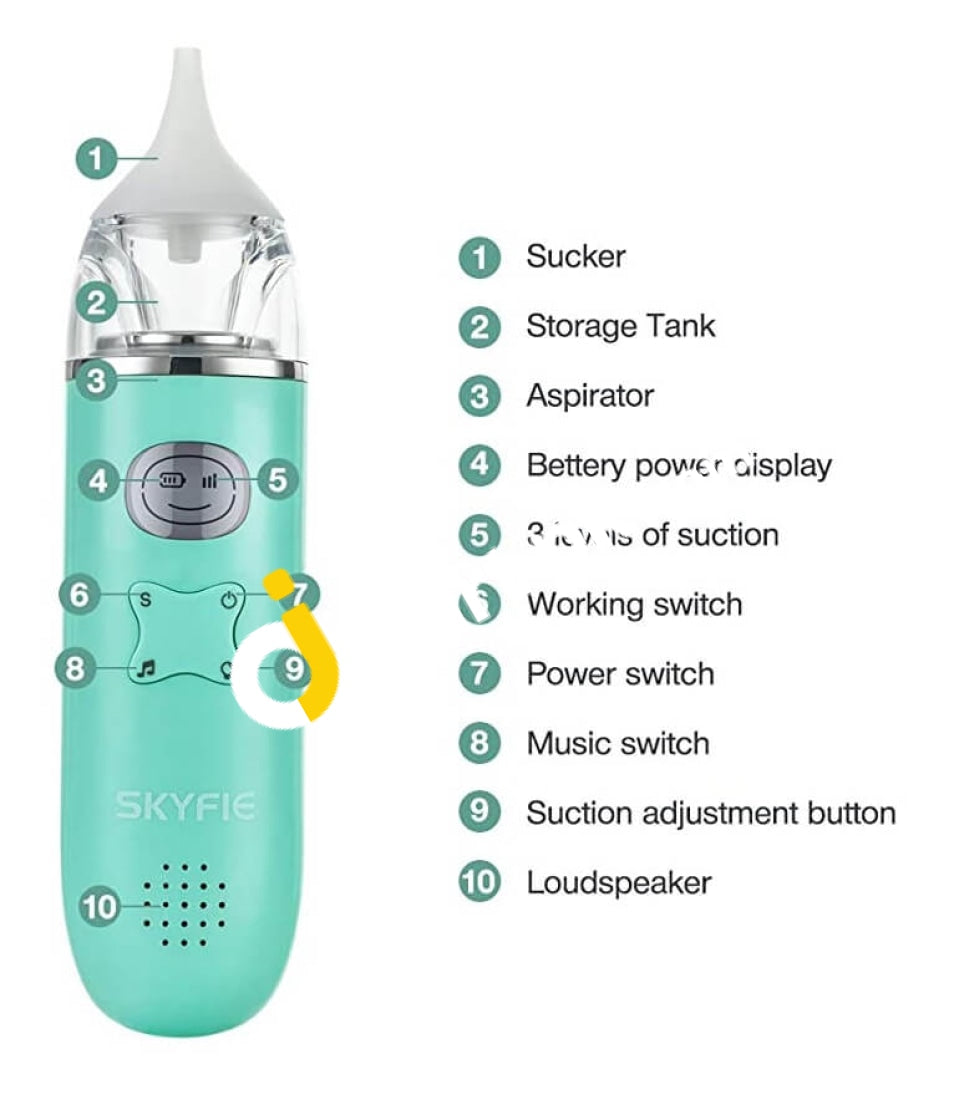 Skyfie Baby Nasal Aspirator Rechargeable Music Electric Nose Cleaner - Imported From Uk