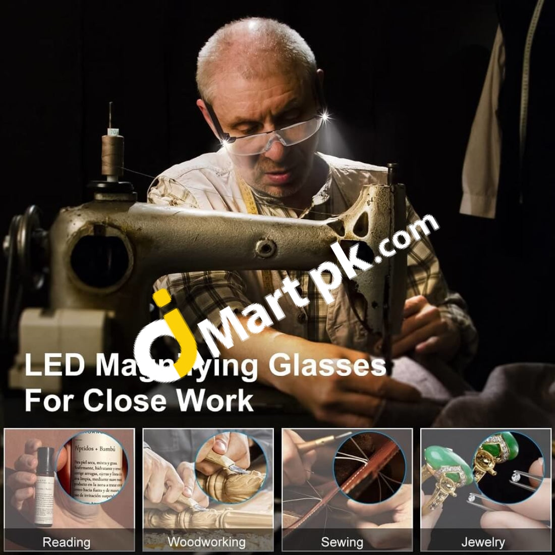 Skyway Magnifying Glasses With Led Light Rechargeable Magnifier Eyeglasses For Reading Hobbies &