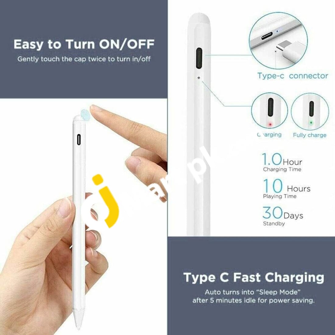Stylus For Ipad With Palm Rejection Active Compatible To Write & Draw Precisely - Imported From Uk