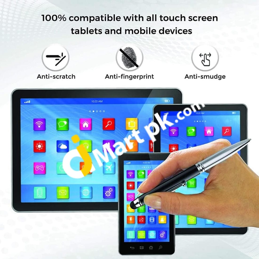 Stylus Pen With Light (3-In-1) Capacitive Aluminium Led Torch Ballpoint For All Touch Screen Tablets