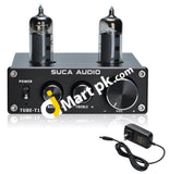 SUCA AUDIO Tube-T1 Preamplifier, Vacuum Tube Amplifier Buffer Mini Hi-Fi Stereo Preamp with Treble & Bass Tone Control for Home Audio Player (6K4 Tubes) - Imported from UK