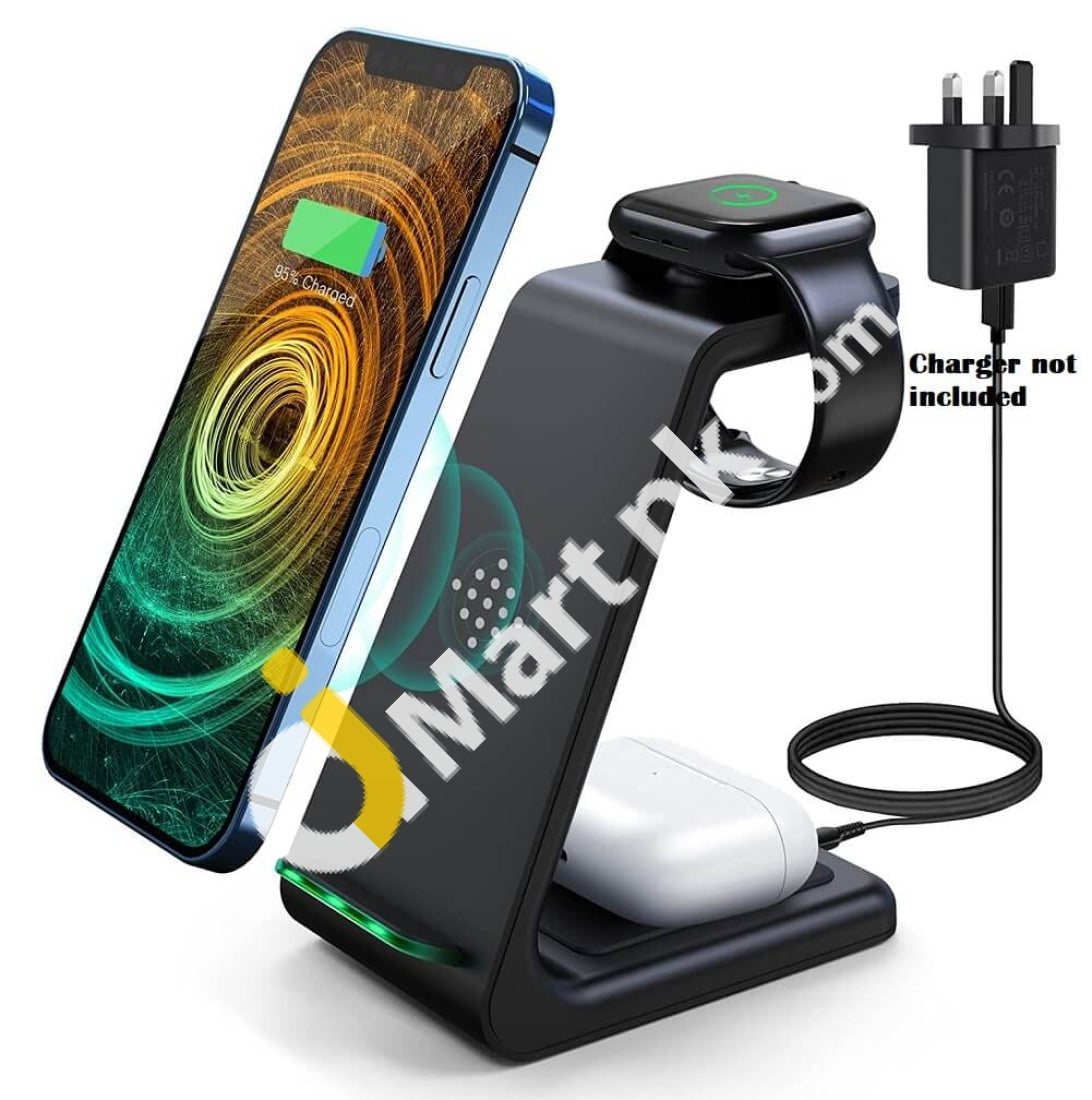 T3 Qi 3-In-1 Fast Wireless Charging Station True Charger For Smart Phone Watch & Earphones With