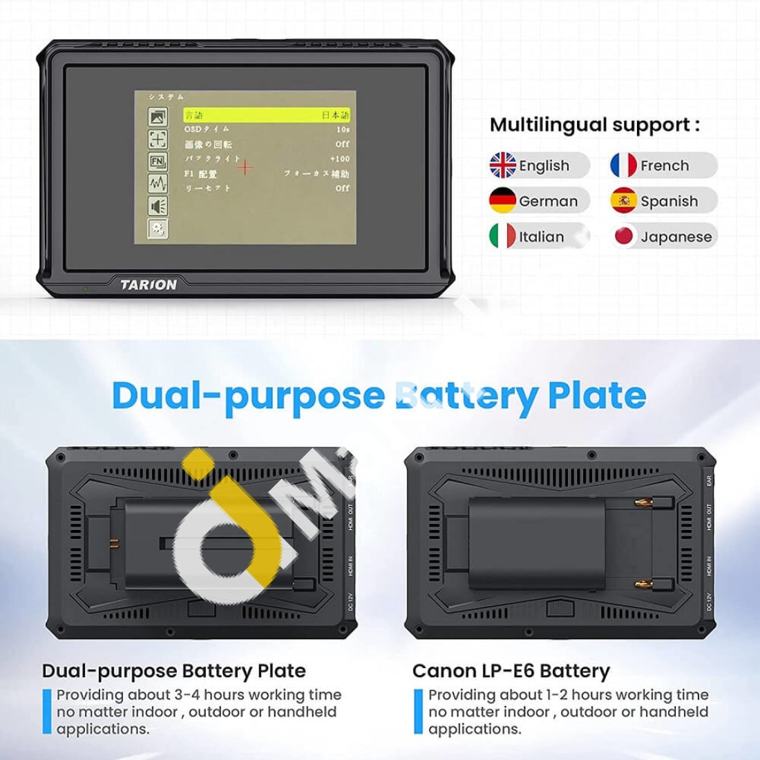 Tarion Camera Field Monitor 5.5 Full Hd 1920X1080 Focusing Screen With 4K Hdmi Input Output -