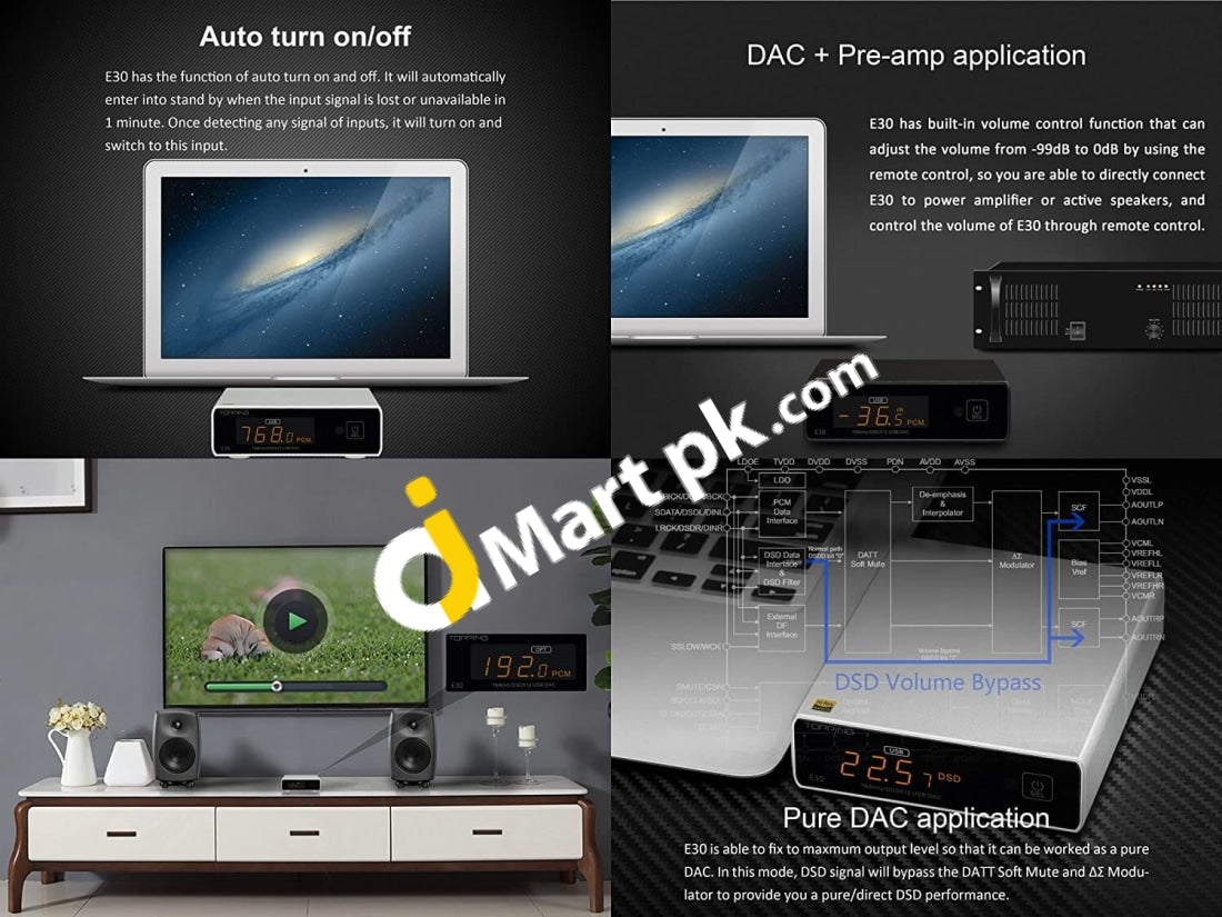 Topping E30 Mini Stereo Dac With Remote Control For Home Theater Game & Music - Imported From Uk
