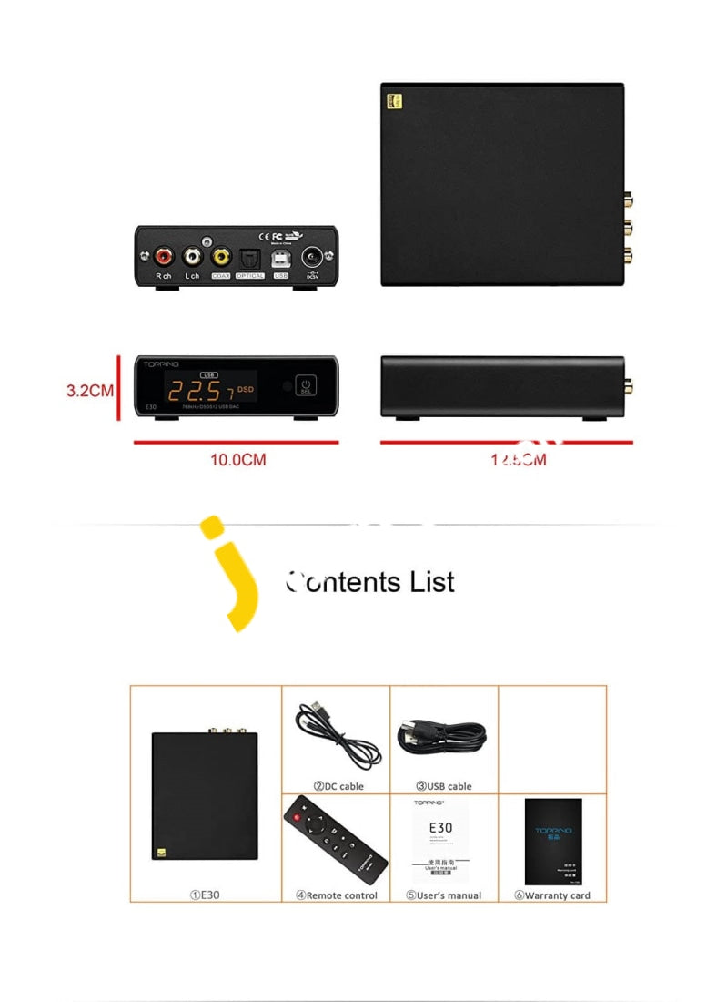 Topping E30 Mini Stereo Dac With Remote Control For Home Theater Game & Music - Imported From Uk