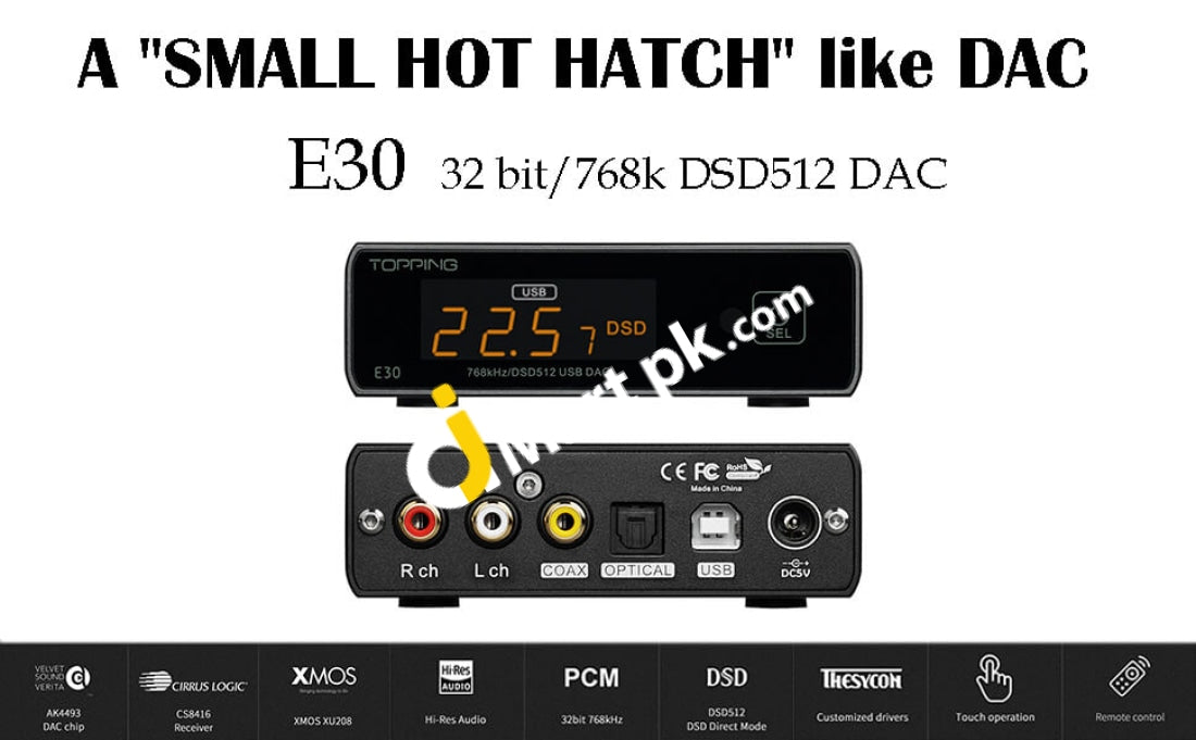 Topping E30 Mini Stereo Dac With Remote Control For Home Theater Game & Music - Imported From Uk