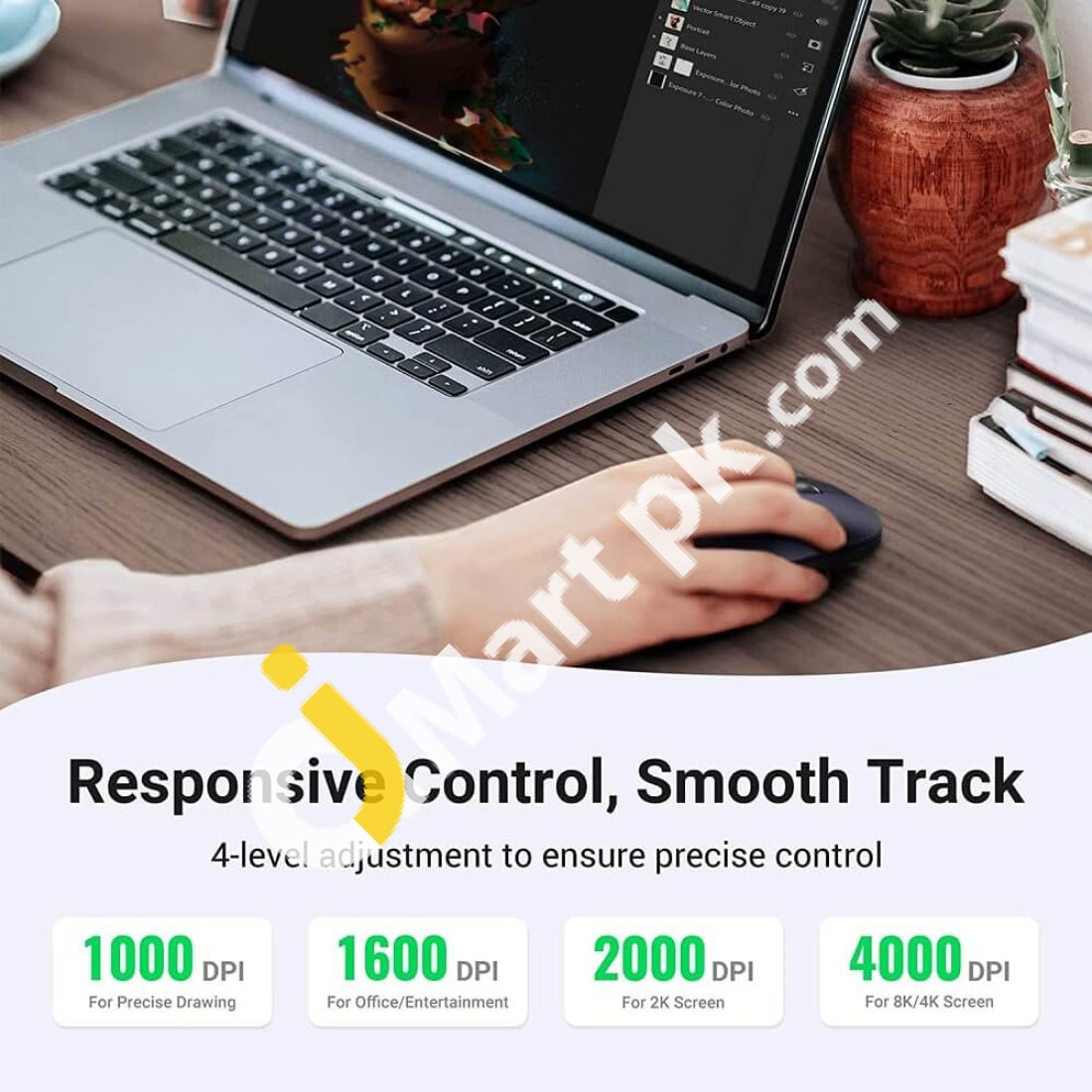 Ugreen Wireless Mouse 2.4G Silent With Usb Receiver Ultra Slim Optical Cordless 4000 Dpi - Imported