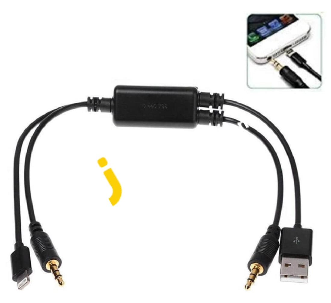 Usb Y Cable To Aux Adapter Compatible With Bmw Mini Cooper For Ipod Iphone - Imported From Uk