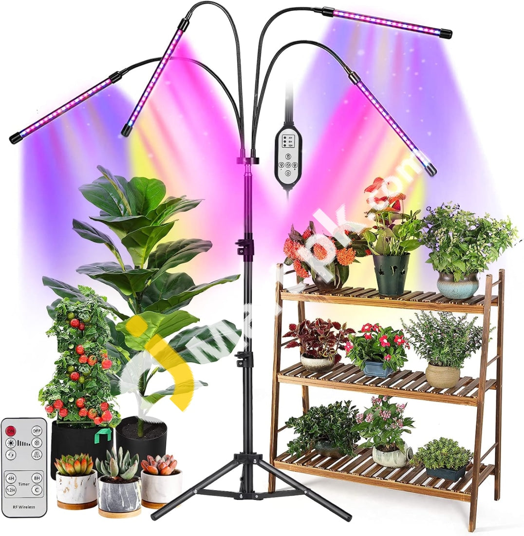 Vicllia 4 Heads Led Floor Grow Light Full Spectrum Dimmable With Flexible Gooseneck For Indoor