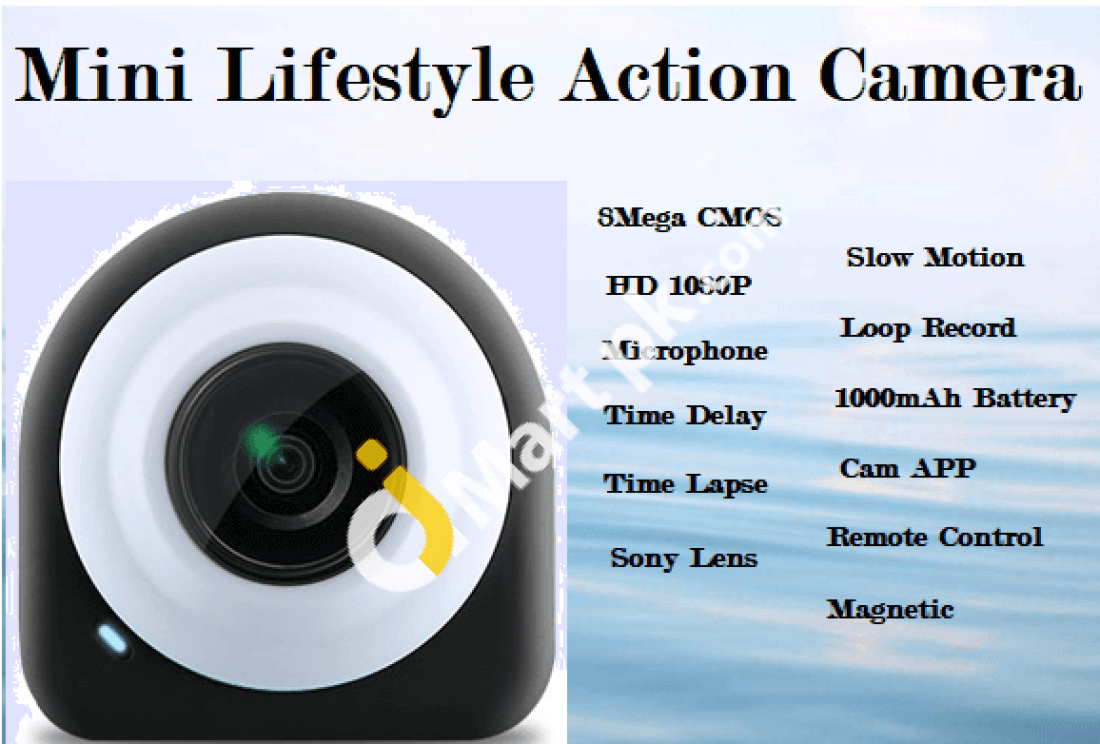 Action Camera. Mini Lifestyle Hd 1080P Wi-Fi Video Magnetic Camera With Sony Carl Zeiss 8 Mp Lens -