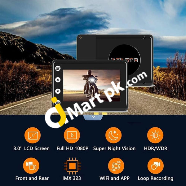 VSYSTO B2 Motorcycle Dash Cam, 3.0 HD 1080P LCD Screen, Waterproof Du –  AJMartPK