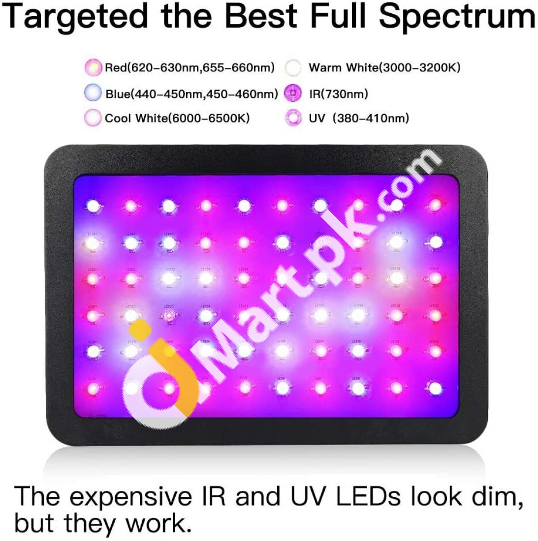 Wakyme 600W Led Grow Light Full Spectrum Double Switch For Indoor Plants Vegetable And Flowers -