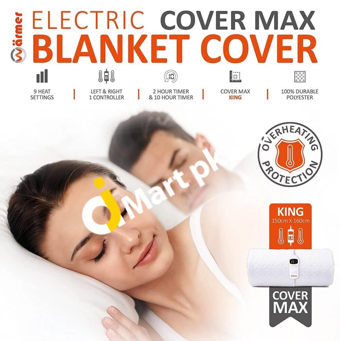 Warmer King Size Electric Blanket With 1 Controller Double Heating Zones 9 Heat Settings 2 & 10 Hour