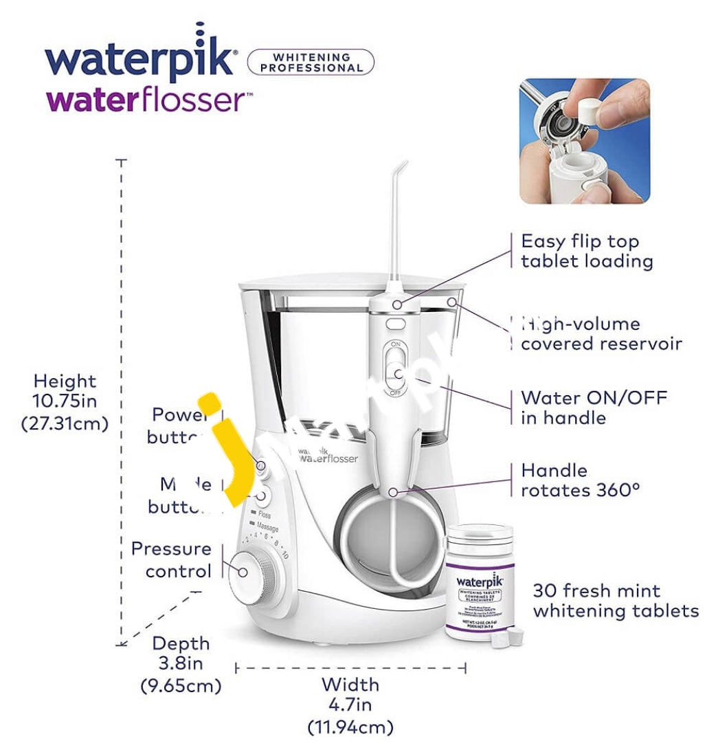 Waterpik Whitening Professional Water Flosser Electric Oral Irrigator Whitens Teeth Gently -