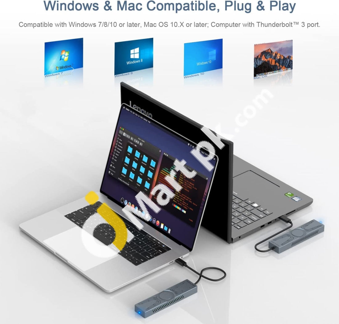 Wavlink Thunderbolt 3 Pcle M.2 Nvme Ssd Enclosure Usb C 40Gbps Transmission Aluminum For Ucb-C To M