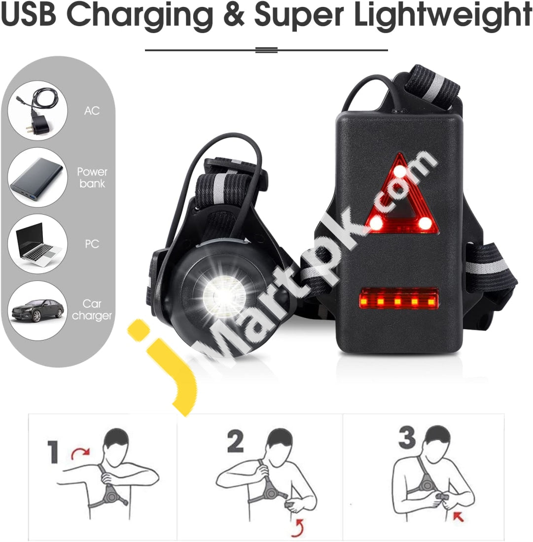 West Biking Super Bright Wearable Led Night Running Light With Adjustable Strap Usb Rechargeable
