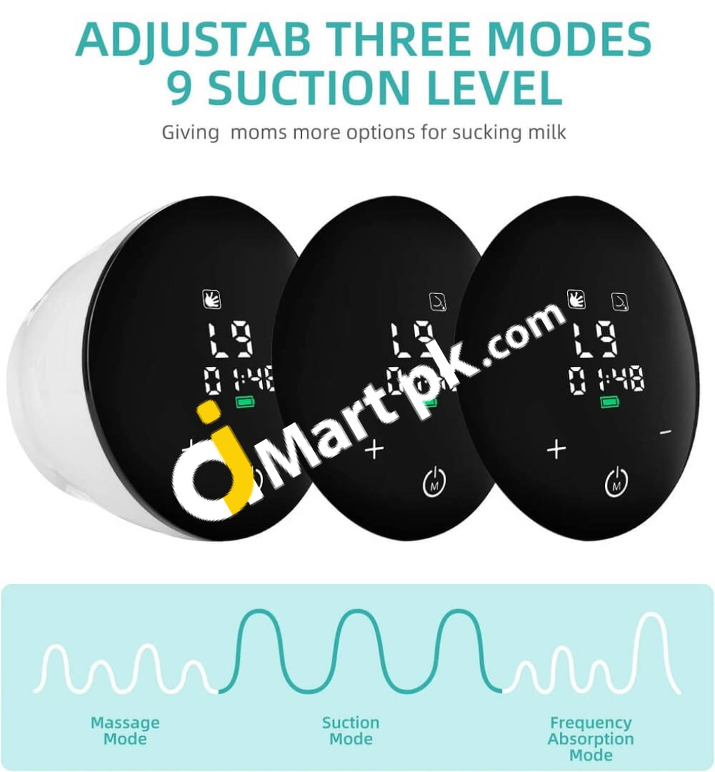 Wilbee Rechargeable Breast Pump With Led Touch Screen 3 Modes 9 Suction Levels Massage & Memory