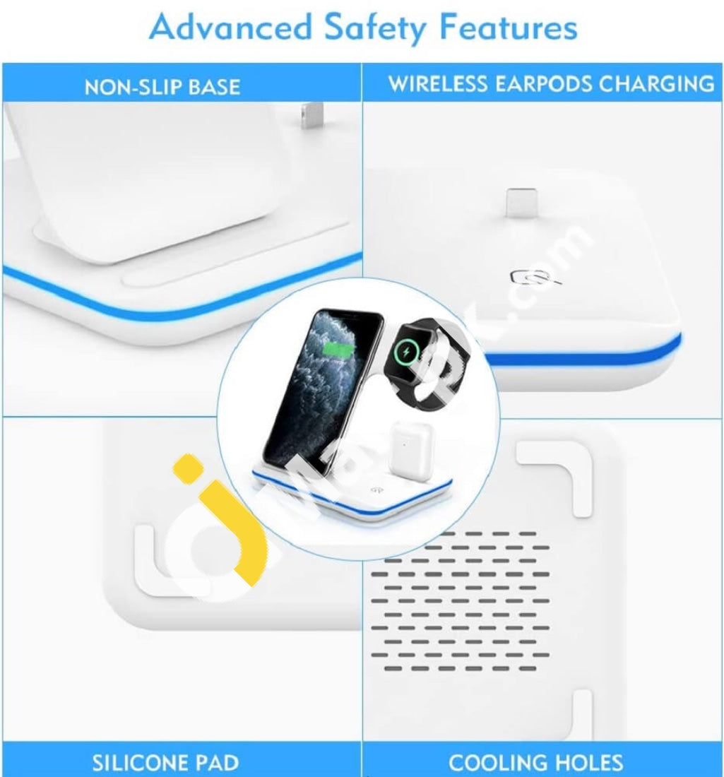 Wireless Charger 3-In-1 15W Qi Fast Charging Stand For Iphone Iwatch Airpods (Pro) - Imported From
