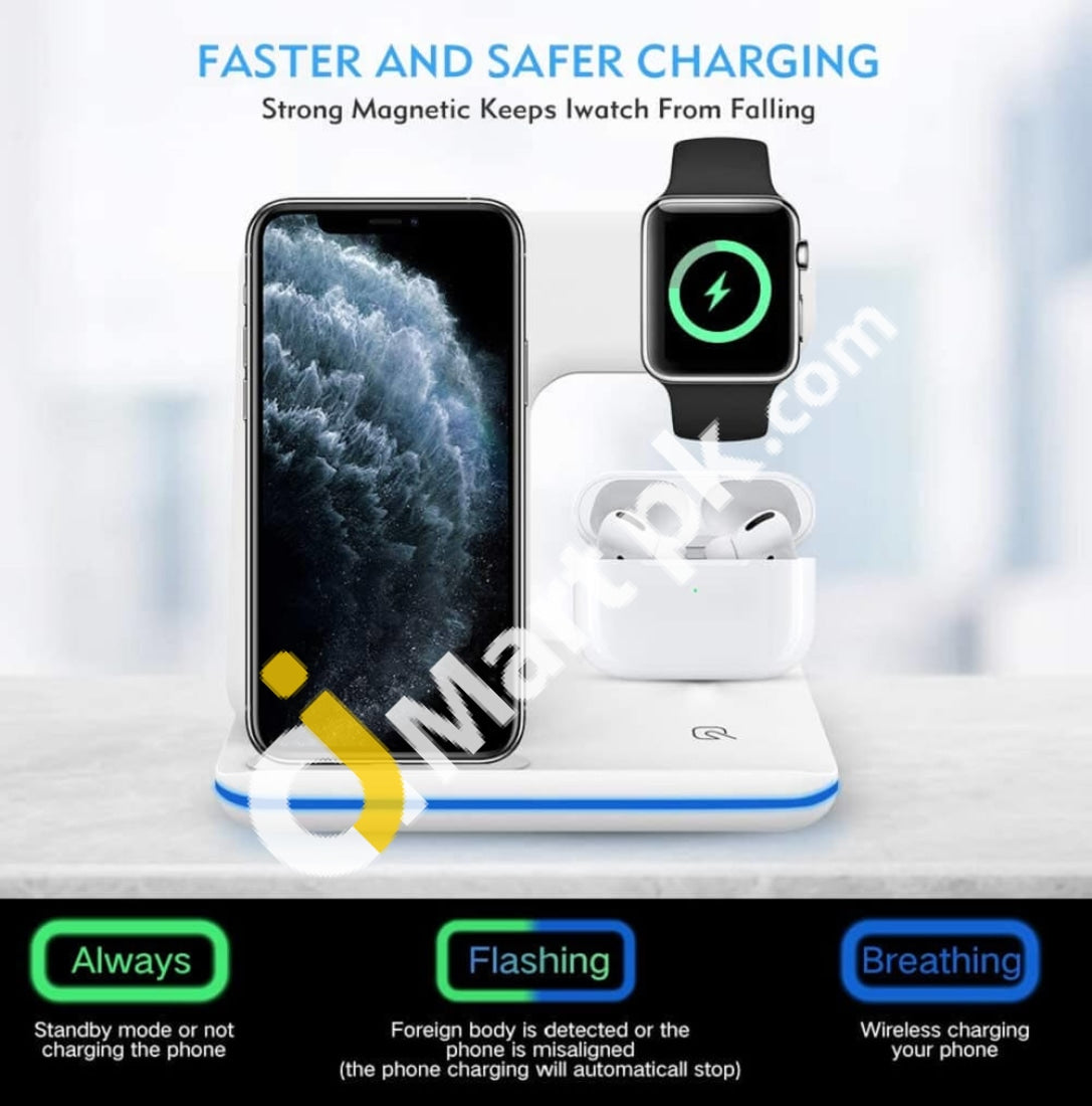 Wireless Charger 3-In-1 15W Qi Fast Charging Stand For Iphone Iwatch Airpods (Pro) - Imported From