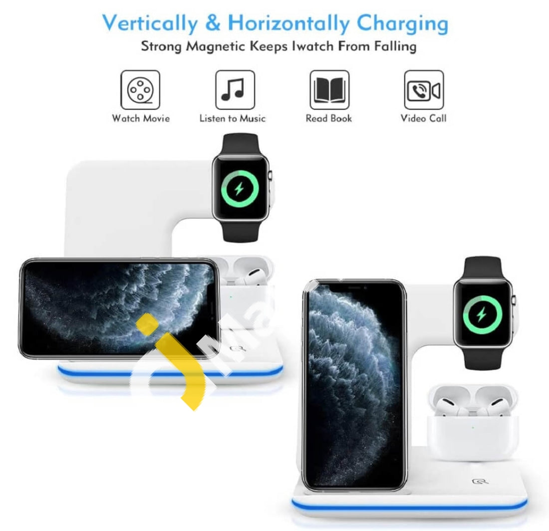 Wireless Charger 3-In-1 15W Qi Fast Charging Stand For Iphone Iwatch Airpods (Pro) - Imported From