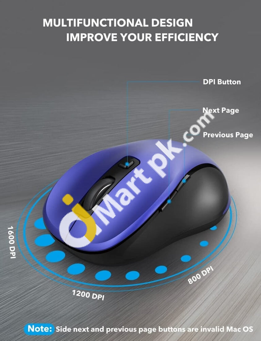 Wireless Mouse G1307E 2.4Ghz Ergonomic Computer With Usb Receiver And 3 Adjustable Levels 6 Button
